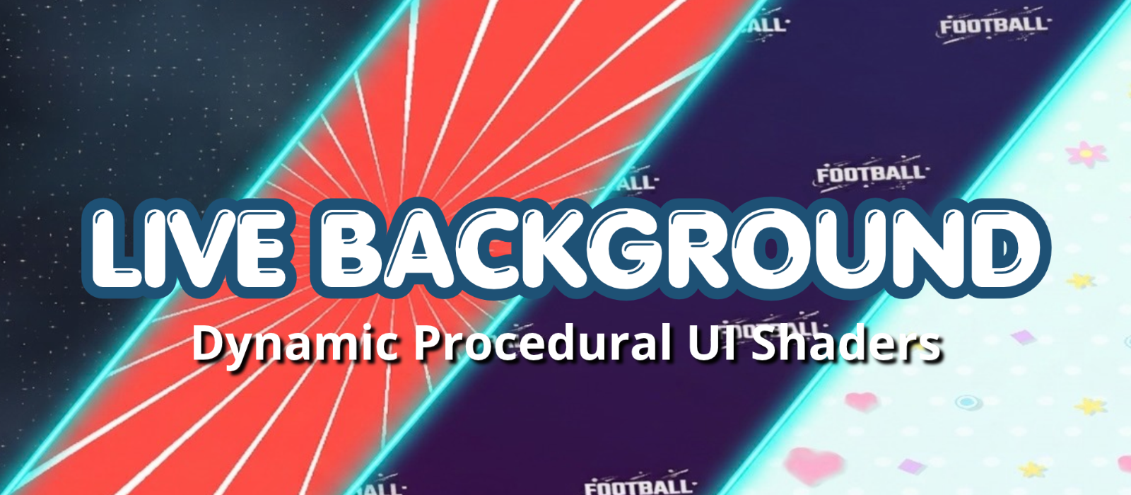 Live Background promotional art with colorful procedural UI shaders